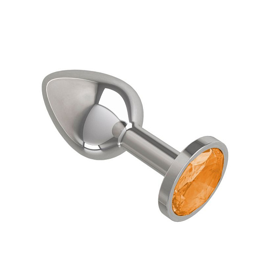 Анальная пробка Silver с оранжевым кристаллом