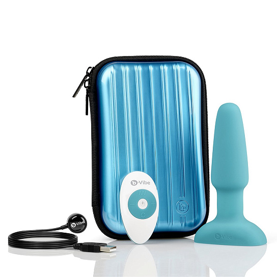 Анальный плаг премиум-качества B-Vibe Rimming Plug Teal, голубой