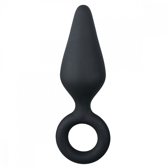 Анальный массажер из силикона Buttplug With Pull Ring Large, черный