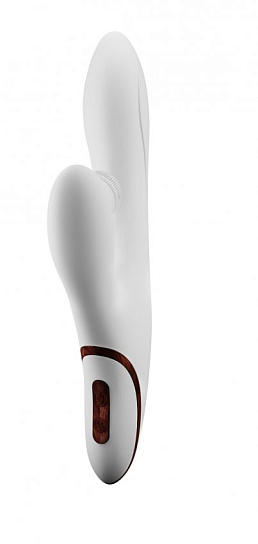 Белый вибратор BOOM Fir с клиторальной щёточкой, 23 см