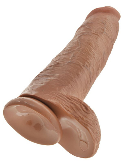 Реалистичный фаллос на присоске 12 Cock with Balls, 24 см, загорелый