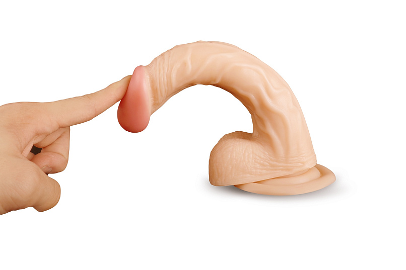 Загнутый фаллоимитатор-реалистик с присоской 17,5 см