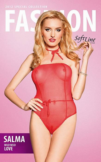 Прозрачное боди Soft Line Salma красное, S/M