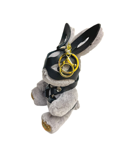 Подарочный бдсм-зайчик BDSM-Арсенал в маске серый, мини-размер