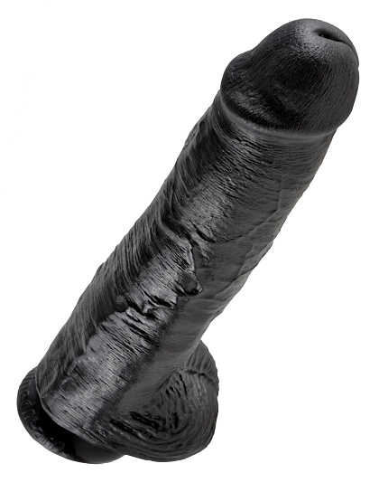 Фаллос-гигант 11 Cock with Balls на присоске, 15 см, черный