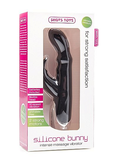 Силиконовый вибратор BUNNY 10 режимов вибрации, черный