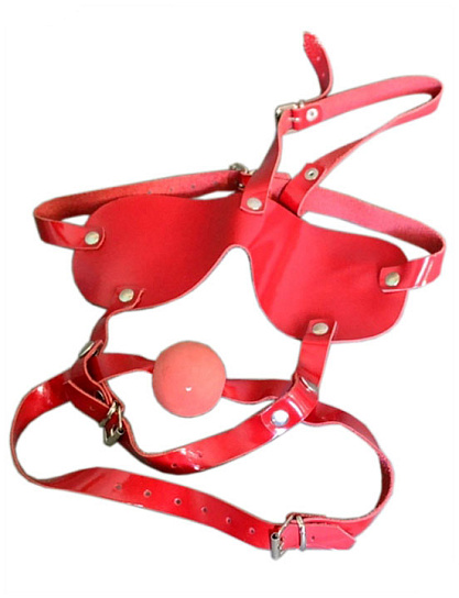 Маска-сбруя с кляпом, красная