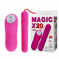 Розовая вибропуля с ДУ, Magic X20, 9 см