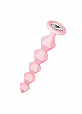 Рельефная анальная цепочка со стразом Lola Games Emotions Chummy, розовая