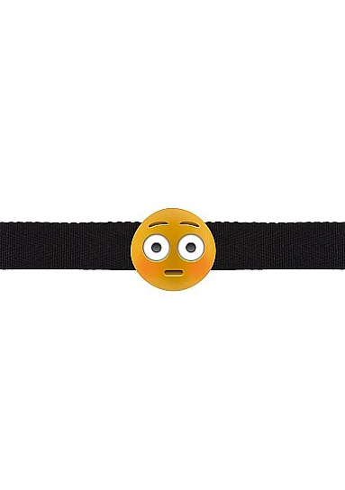 Кляп Shock Emoji с черными лентами с регулировкой размера