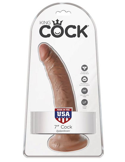 Реалистичный фаллоимитатор с присоской King Cock PipeDream 16.5 см, коричневый Реалистичный фаллоимитатор с присоской King Cock PipeDream 16.5 см, коричневый