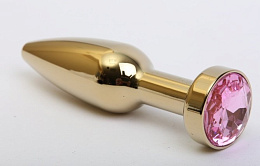 Анальная втулка под золото с розовым кристаллом, 4sexdream