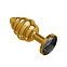 Анальная втулка с черным кристаллом и ребристым рельефом Gold Spiral
