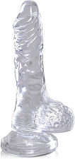Прозрачный фаллоимитатор реалистик с мошонкой и присоской King Cock Clear 8,3 см
