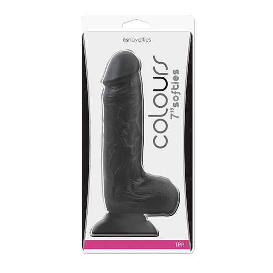 Фаллоимитатор Colours Softies на присоске, черный 20.3 см