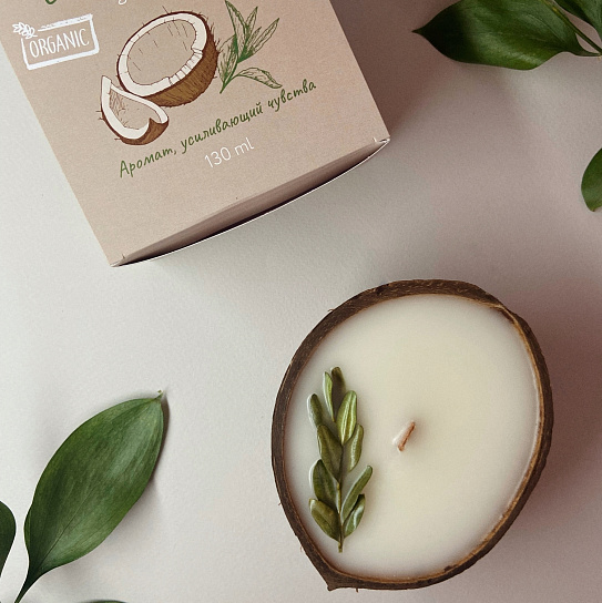 Массажная свеча в кокосе Time Heat Green tea, 130 мл