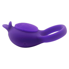 Виброкольцо на пенис изготовлено из силикона Dolphin, фиолетовое