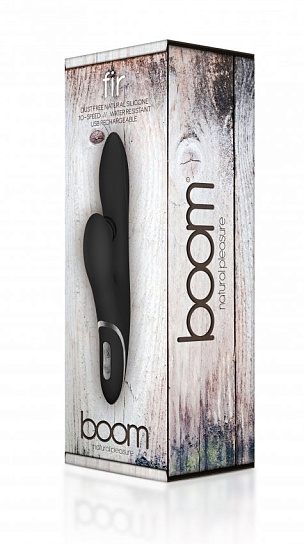 Черный вибратор BOOM Fir с клиторальной щёточкой, 23 см