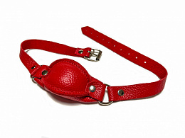 Кляп-шарик из кожи BDSM Арсенал, красный