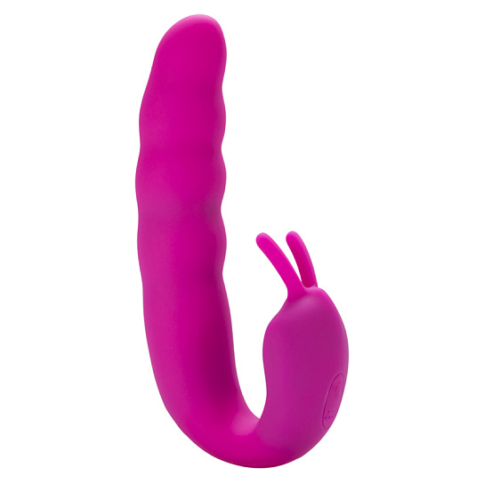 Вибростимулятор для двойной стимуляции с пульсирующим шариком, розовый