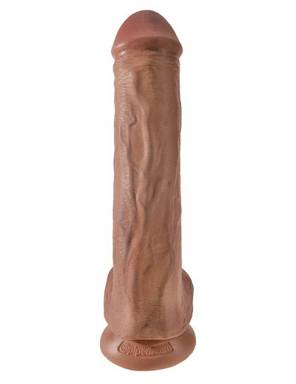 Фаллос гигант на присоске Cock with Balls с мошонкой 22.4 см, коричневый