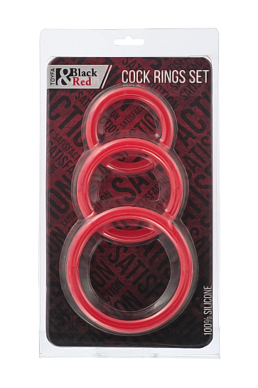 Набор эрекционных колец разного диаметра, Black&Red, ToyFa, красный