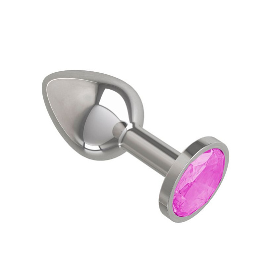 Анальная пробка Silver с розовым кристаллом