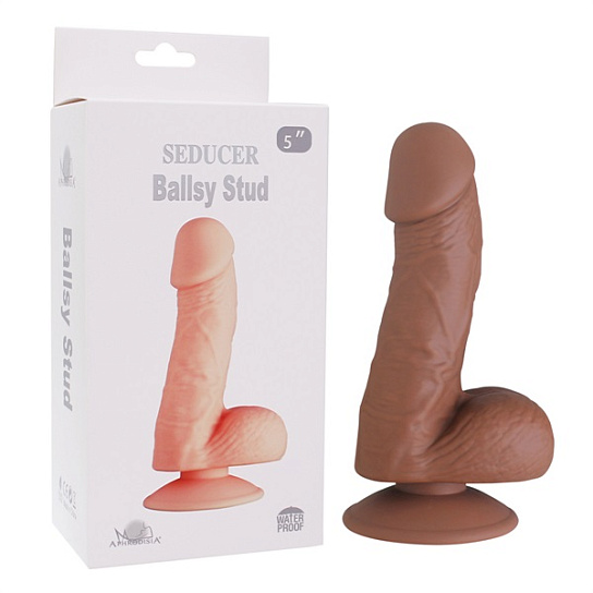 Фаллоимитатор на присоске с ярко-выраженной головкой Ballsy Stud 12.5 см, коричневый
