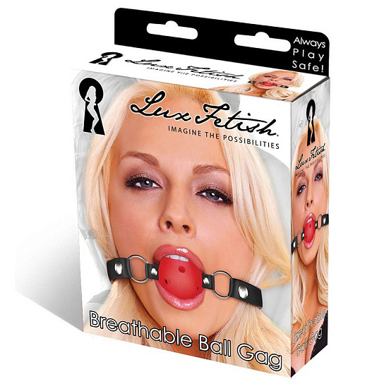 Кляп-шарик на ремне с дырочками для дыхания, красный