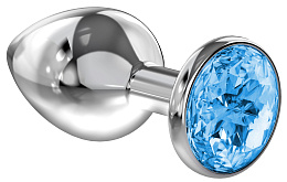 Анальный страз Diamond из гигиеничного металла со стразом, голубой