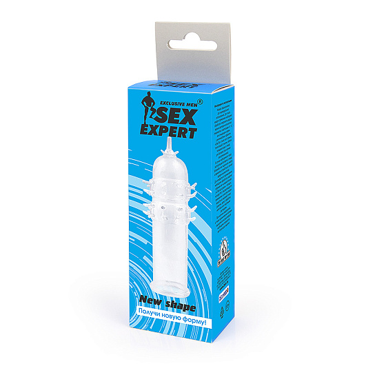 Закрытая насадка на пенис с небольшими шипиками