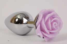 Анальная втулка металл с розой, сиреневая Luxurious Tail, S