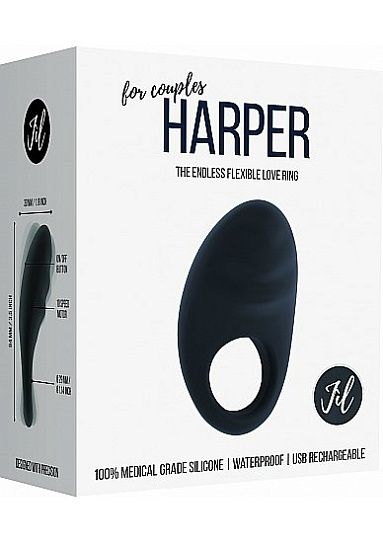 Эрекционное виброкольцо Harper Jìl черное с 10 скоростями