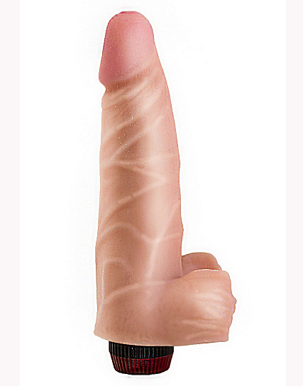 Классический женский вибратор из материала Живая кожа 15,5 см