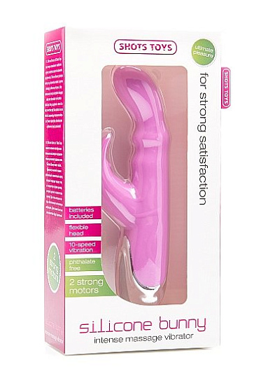 Силиконовый вибратор BUNNY 10 режимов вибрации, розовый