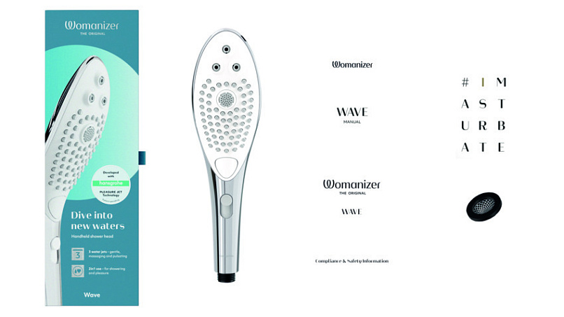 Эротическая душевая насадка Womanizer Wave, серебристая