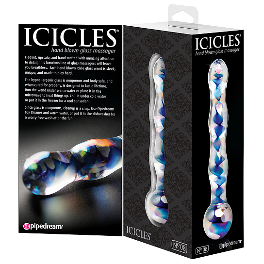 Двойной стеклянный стимулятор Icicles No. 8