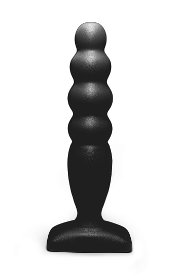 Ребристая силиконовая анальная пробка Bubble Plug, черная