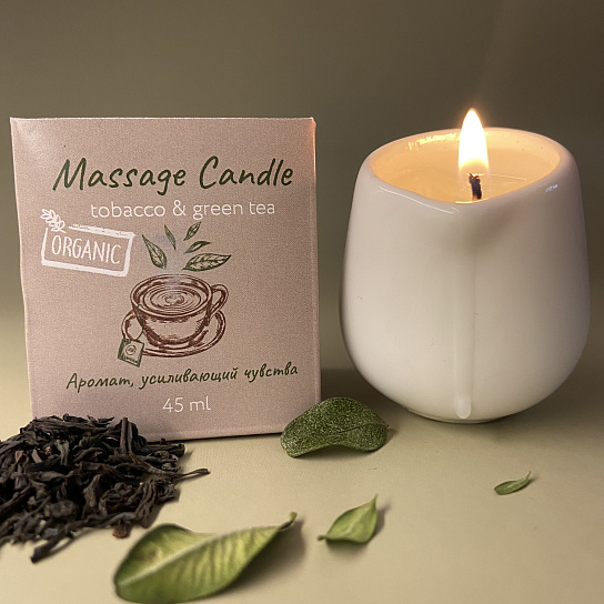 Массажная свеча Time Heat Tobacco & green tea, 45 мл