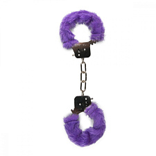 Мягкие наручники с фиолетовым мехом Easytoys Furry Handcuffs