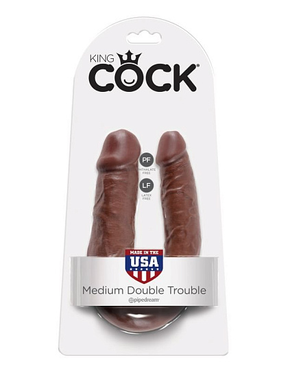 Фаллоимитатор - реалистик двойной U-Shaped Medium Double Trouble, 14 см, коричневый Фаллоимитатор - реалистик двойной U-Shaped Medium Double Trouble, 14 см, коричневый