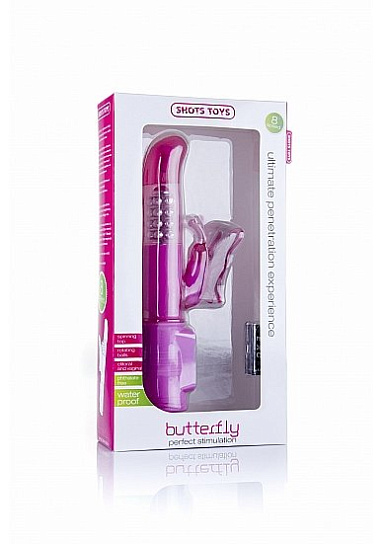 Многоскоростной вибратор BUTTERFLY с режимами вращения ствола, розовый