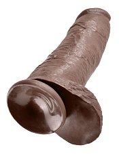 Реалистичный фаллос на присоске 12 Cock with Balls, 24 см, коричневый