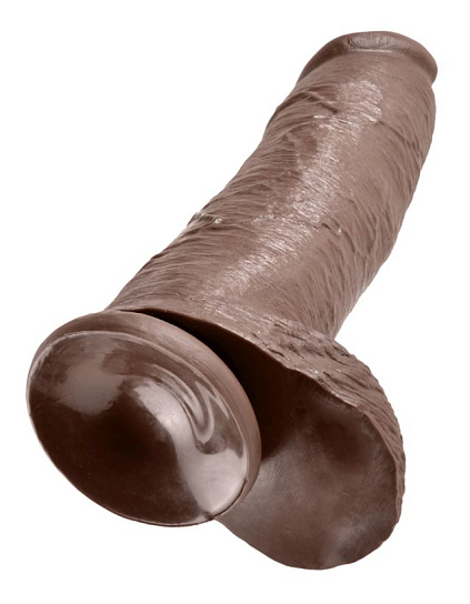 Реалистичный фаллос на присоске 12 Cock with Balls, 24 см, коричневый Реалистичный фаллос на присоске 12 Cock with Balls, 24 см, коричневый