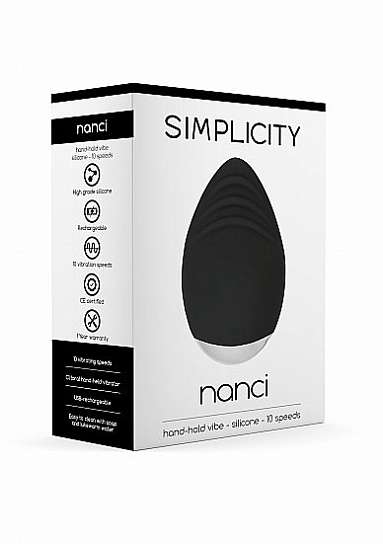 Мини-вибратор NANCI с10 виброрежимами, 10.5 см, черный