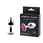 Анальная пробка металлическая Jewelry Plugs, рубиновый кристалл, размер S