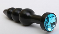 Черная металлическая пробка с голубым кристаллом