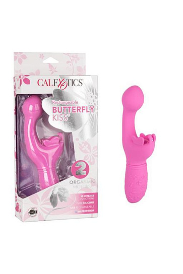 Вибромасссажер кролик Rechargeable Butterfly Kiss, розовый