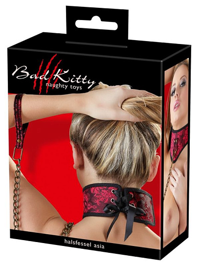 Чокер и поводок Choker Asia Bad Kitty Orion, красный