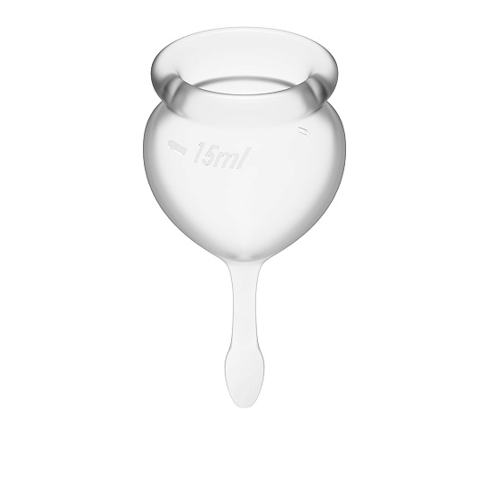 Набор менструальных чаш с хвостиком-капелькой Satisfyer Feel Good, 2 шт, прозрачные Набор менструальных чаш с хвостиком-капелькой Satisfyer Feel Good, 2 шт, прозрачные